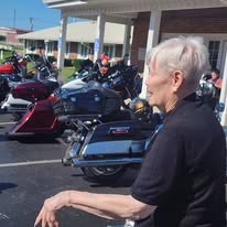 Resident enjoying the motorcycle gathering