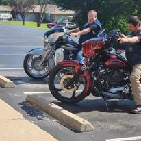 Motorcyclists preparing during a charitable event